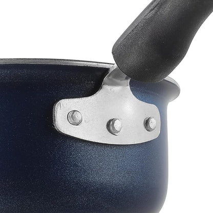 Vinod Zest Aluminium Non Stick Saucepan With Glass Lid - 1.4 Litres | 14cm | Milk/tea Pan | Sauce Pot With Lid | 3mm Thick | 3 Layer Coating
