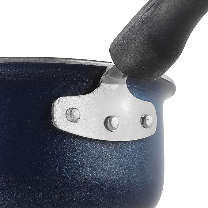 Vinod Zest Aluminium Non Stick Saucepan with Glass Lid - 1.6 Litre, 16cm | Milk/Tea Pan | Sauce Pot with Lid | 3mm Thick | 3 Layer Coating