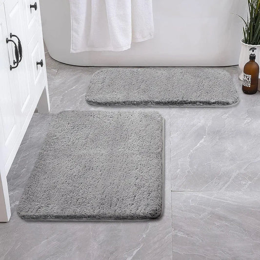 Luxe Home International Bath Mat Super Soft Ultra Absorbent Rectangular Mat Colour Grey (Pack of 2)