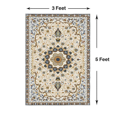 ishro home Feet 3D Jet Multi Printed Carpet Rug Runne Colour Persian White 3 x 5 Feet
