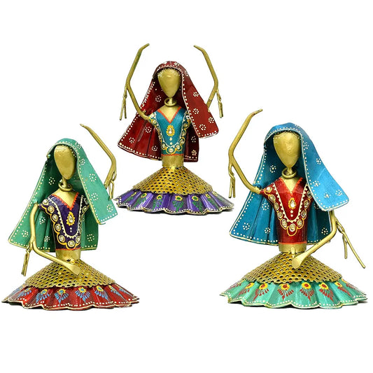 Kraftskala Set of 3 Kalbeliya Dancers Metal Decor Items