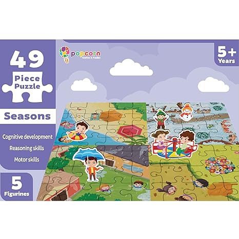 Popcorn Games & Puzzles Seasons 49 Piece Kids Jigsaw Game Puzzle Science Educational Toys