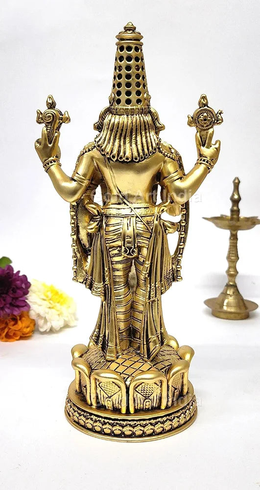 Gold Art India Lord Tirupati Balaji Idol Murti for Mandir Gold Antique Matte