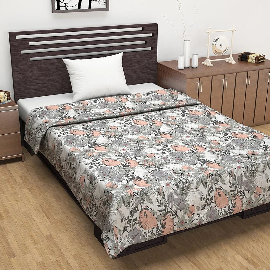Divine Casa Floret 100% Cotton Single Dohar 120 GSM Soft & Lightweight Throw Blanket Colour Griffin