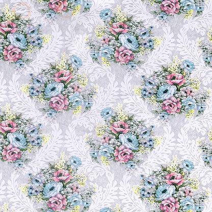 Cloth Fusion Blackout Printed Premium Door Curtains 9 Feet Long Set of 2 Ivory Bouquet
