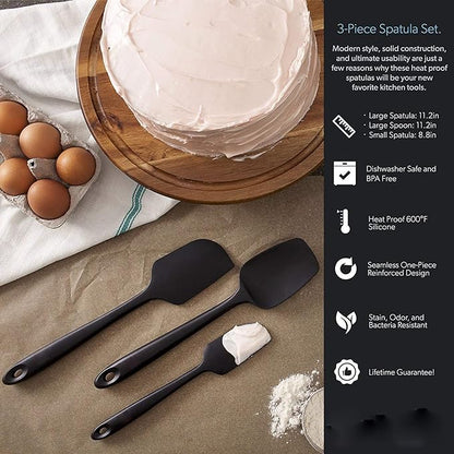 P-Plus International 3 PCS Silicone Kitchen Cooking Utensils Set Plus Spatula3a Black