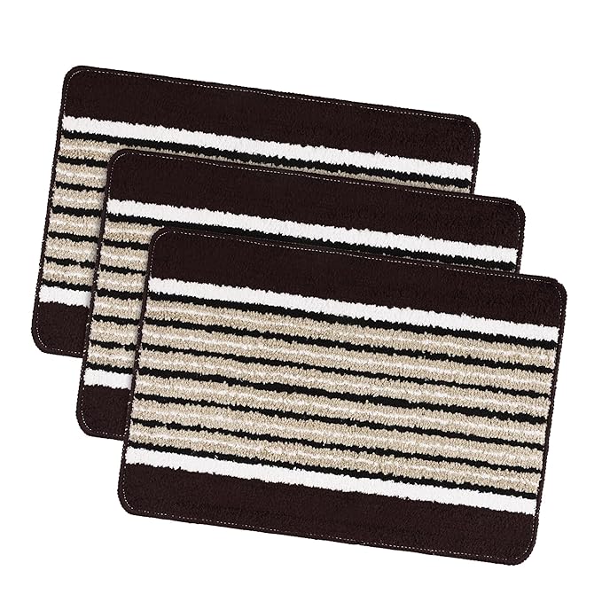 Kuber Industries Anti-Skid Water-Absorbent Door Mats for Home Micro New Wings Lining Brown
