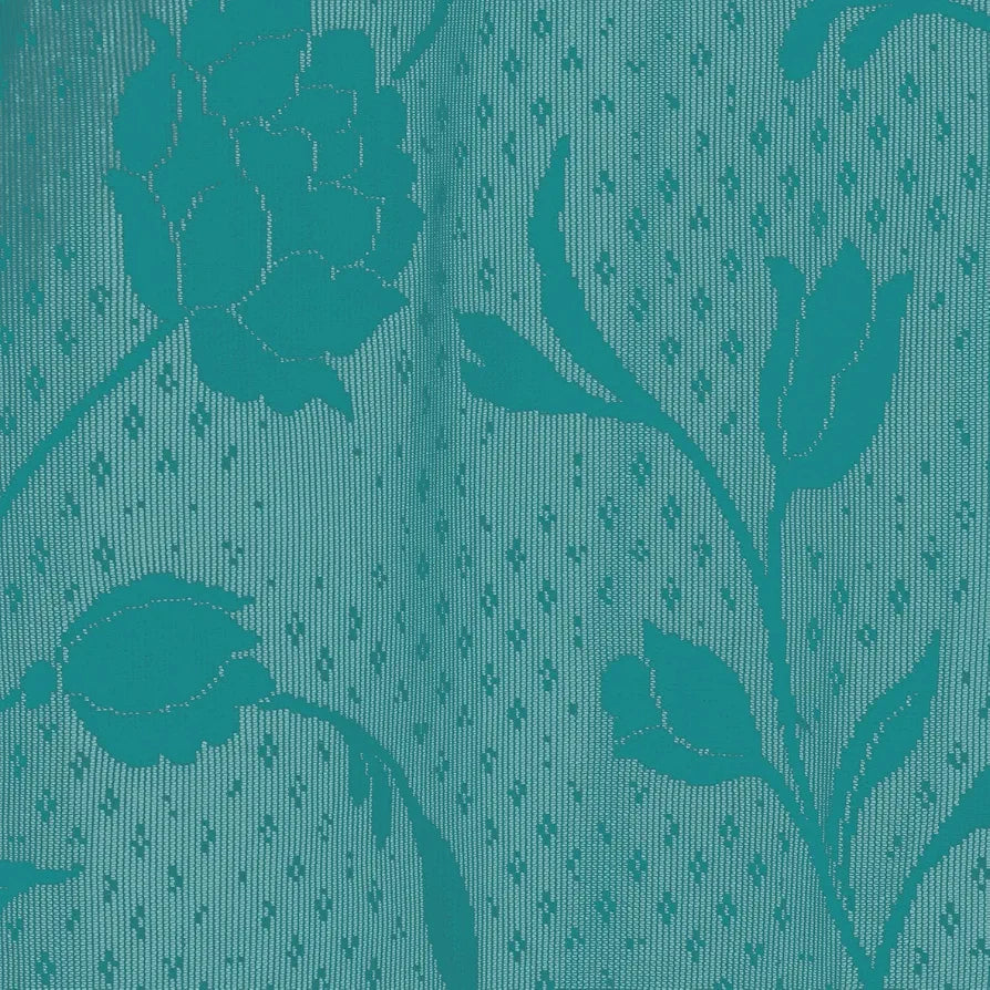 Cloth Fusion Sheer Curtain Long Door 9 Feet Rose-Turquoise