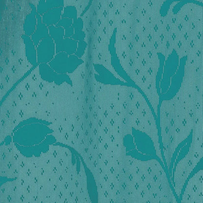 Cloth Fusion Sheer Curtain Long Door 9 Feet Rose-Turquoise
