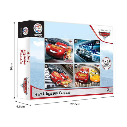 Ratna's 4 in 1 Disney Jigsaw Puzzle 140 Pieces for Kids | 4 Jigsaw Puzzles 35 Pieces Each | Cars