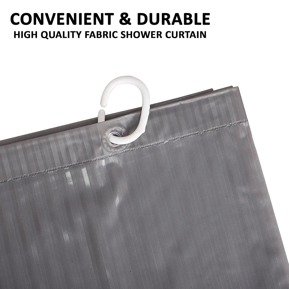 Kuber Industries Shower Curtain Bathroom Shower Curtain 8 Rings Curtain Lining Grey