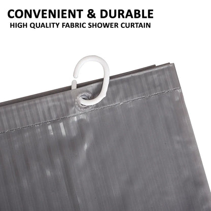 Kuber Industries Shower Curtain Bathroom Shower Curtain 8 Rings Curtain Lining Grey