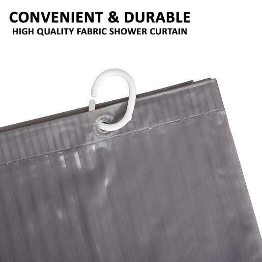 Kuber Industries Shower Curtain Bathroom Shower Curtain 8 Rings Curtain Lining Grey