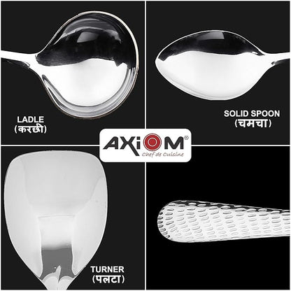 Axiom Serving Tools Stainless Steel 4 Piece Heavy Gauge Non-Stick Set Spoon For Serving