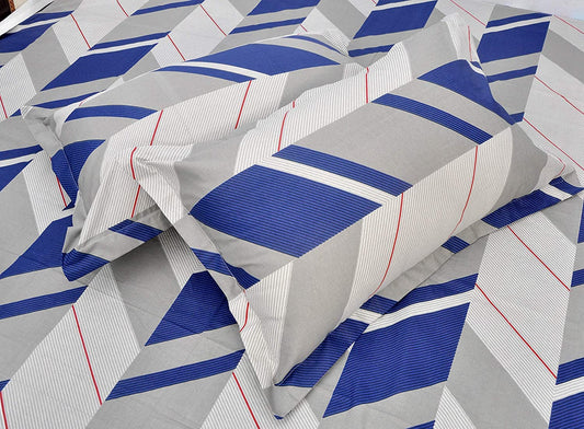 Huesland by Ahmedabad Cotton Pillow Covers Set | Pack of 2 | Grey & Blue