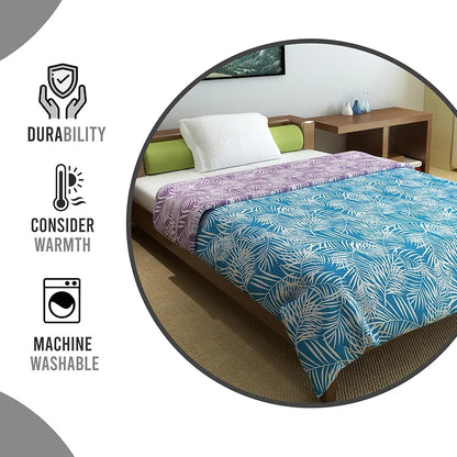 Divine Casa Microfiber 150 GSM Reversible Double Bed Comforter Ultra Soft & Lightweight Blanket Colour Aquarius Purple