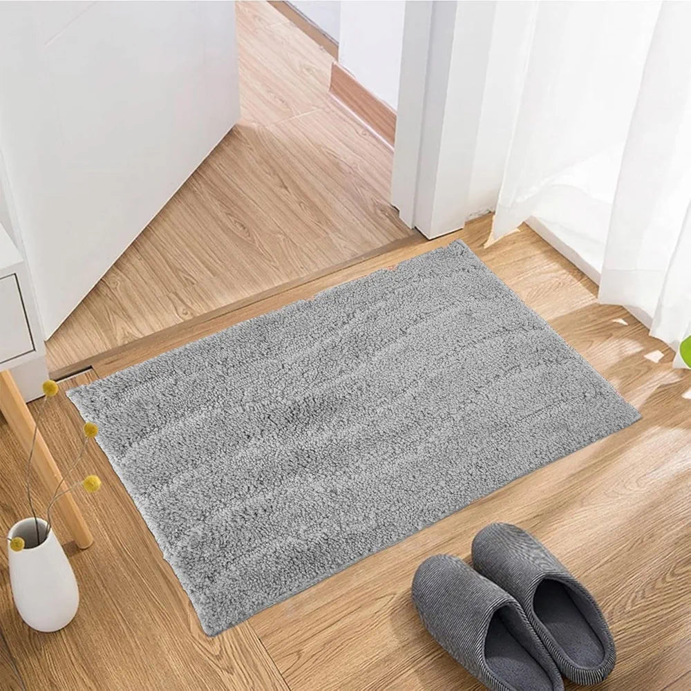 Kuber Industries Door Mat Waves Shape Doormat Velvet Entrance Mat Gray Colour