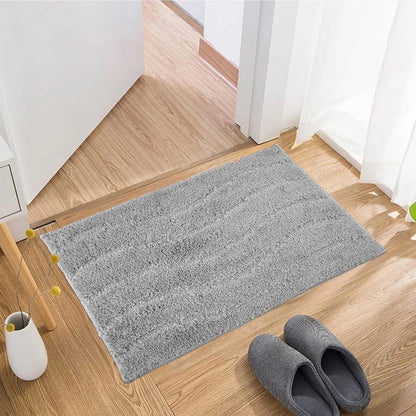 Kuber Industries Door Mat Waves Shape Doormat Velvet Entrance Mat Gray Colour