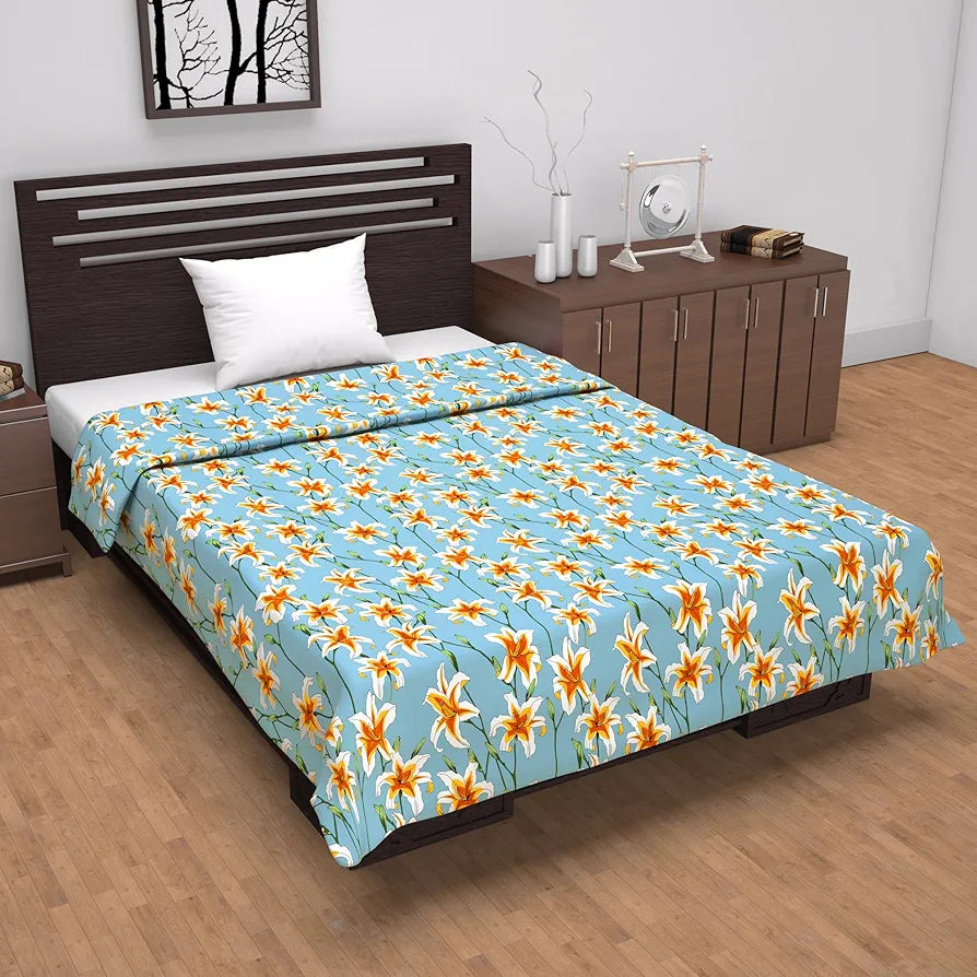 Divine Casa Floret 100% Cotton Single Dohar 120 GSM Soft & Lightweight Throw Blanket Colour Wildflower Charm