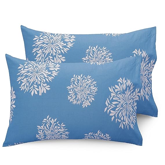 Huesland by Ahmedabad Cotton 144 TC Double Bedsheet Cotton with 2 Pillow Covers - Blue