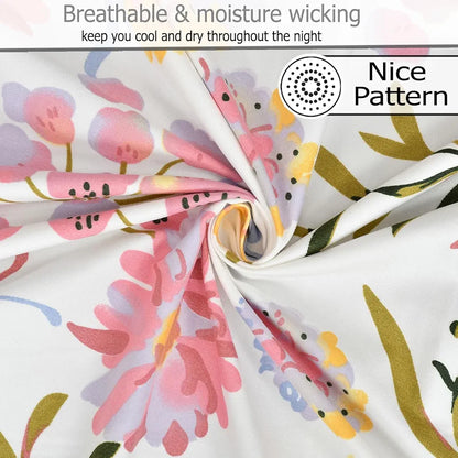 Fresh From Loom Microfiber Soft Cotton Bedsheet for Single Bed Bedsheet for Single Bed 200 TC Hypoallergenic Bed Sheet with 1 Pillow Cover Pink White