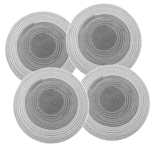 Spatlus Jute Placemats Set of 4 Heat Resistant Round Place Mats Natural Dining Table Grey