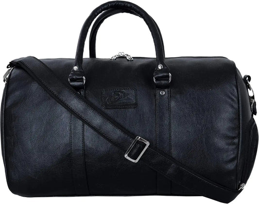 Leather World Duffle Bag for Travel with Shoe Compartment for Men and Women Made of Textured Leatherette with Detachable Shoulder Strap Cabin Bag 