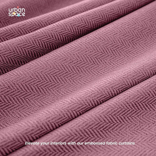 Urban Space Blackout Curtains for Door Set of 2, Embossed Herringbone Design Light Blocking Blackout Curtain for Living Room, Curtains with Eyelets and Tieback Drift Pink