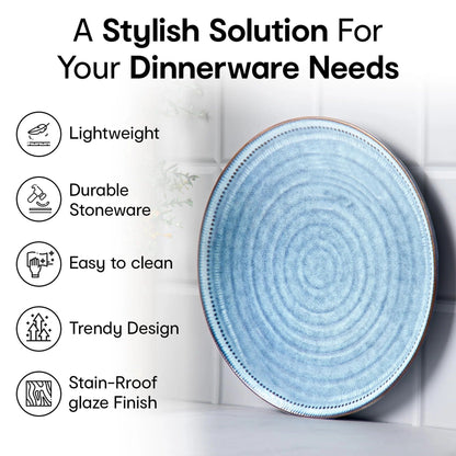 Anko 11 inch Maison Stoneware Dinner Plates Set of 2 Blue Microwave Dishwasher Safe BPA Free