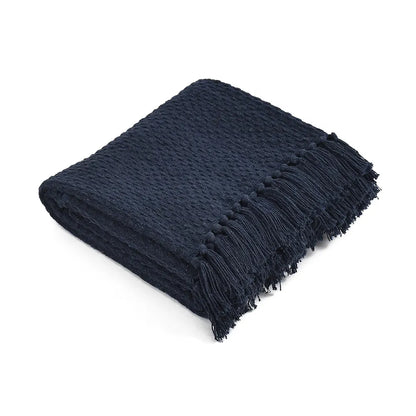 Sashaa World Weaved Navy Cotton Throw Colour Weaved Navy