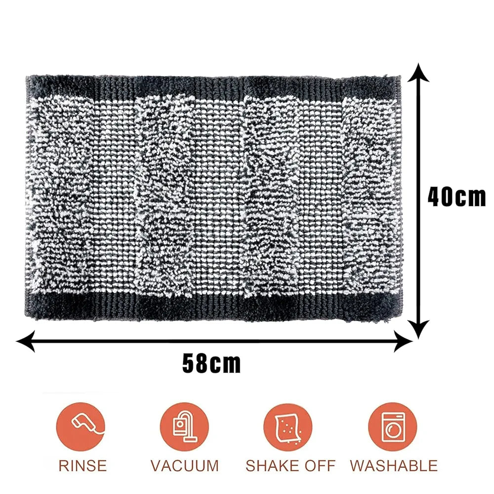 Kuber Industries White Cut Loop Microfiber Entrance Mat Gray Colour