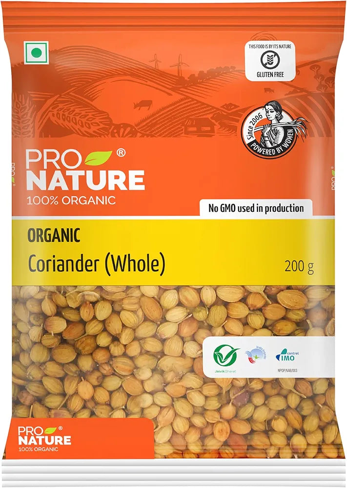 Pro Nature Organic 100% Coriander Whole, 200G