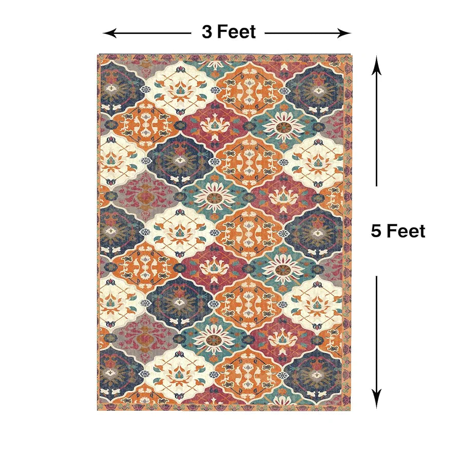 ishro home Feet 3D Jet Multi Printed Carpet Rug Runne Colour Retro 3 x 5 Feet