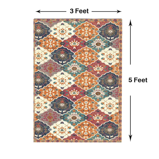 ishro home Feet 3D Jet Multi Printed Carpet Rug Runne Colour Retro 3 x 5 Feet