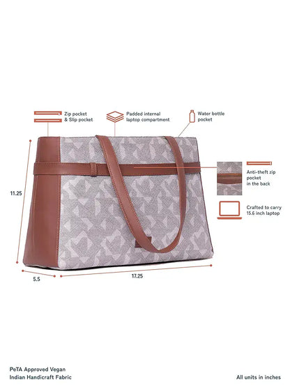 Zouk Women's Jute Handcrafted Vegan Leather Statement Office Shoulder Bag