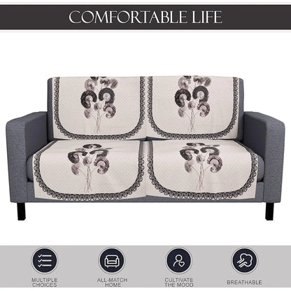 Kuber Industries Set of 4 Velvet 2 Seater Sofa Covers for Living Room Digital Flower-Cream & Green