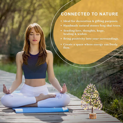 HindCraft Amethyst & Citrine Crystal Tree Golden Wire 10-12 inch