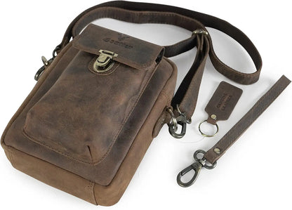 Goatter Genuine Leather Unisex Sling Cross-BodyBag Messenger Bag