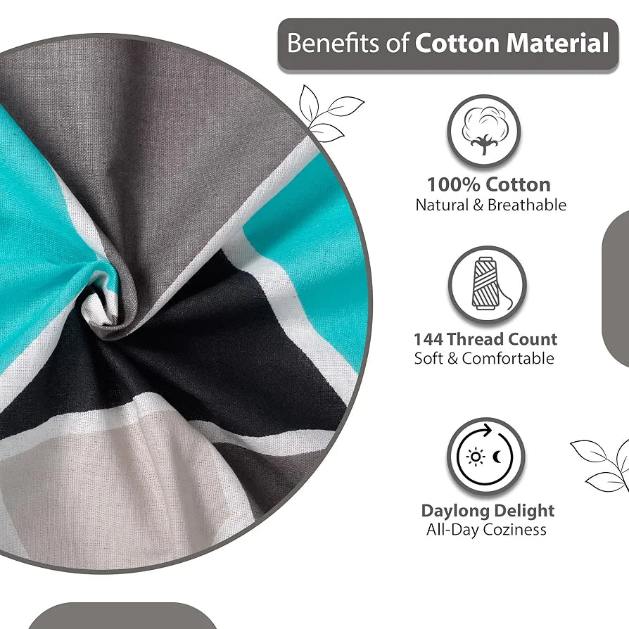 Divine Casa 144 TC 100% Cotton Bedsheet for Single Bed with 1 Pillow Cover Crystal Colour Teal