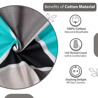 Divine Casa 144 TC 100% Cotton Bedsheet for Single Bed with 1 Pillow Cover Crystal Colour Teal