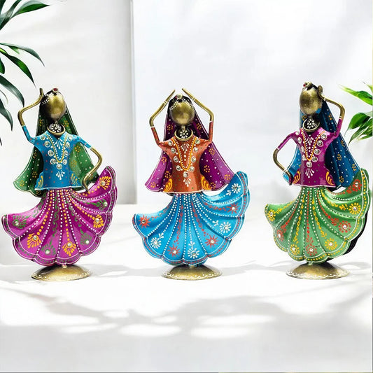 Kraftskala Set of 3 Metal Figurine Dancers Home Decor Item for Living Room
