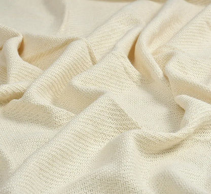 Sashaa World Solid White Cotton Throw Colour Cream