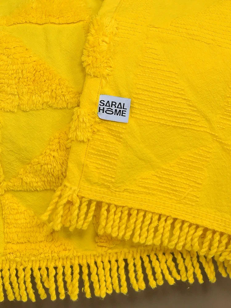 Saral Home Easy Living Soft Cotton 2 Seater Sofa Cover Throw Yellow
