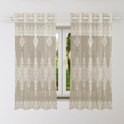 Kuber Industries Darkening Window Curtains Sheer Curtain with 8 Rings SY15ZZ Cream Colour