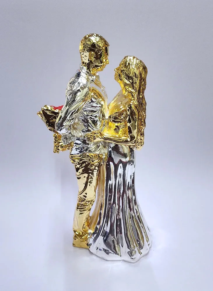 Gold Art India Couple Figurine Gold-Silver Plated Finish