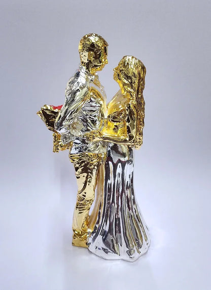 Gold Art India Couple Figurine Gold-Silver Plated Finish
