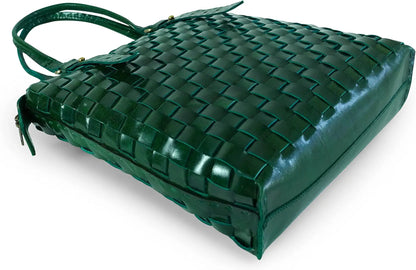 Goatter Genuine Leather Handmade Women's Tote Bag,Green Color