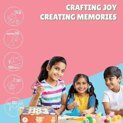 Kalakaram Diy Pom Pom Craft Kit for Kids | Create Adorable Pom Pom Crafts Using Pom Pom Balls | Diy Kit for Kids | Pack of 250+ Pieces