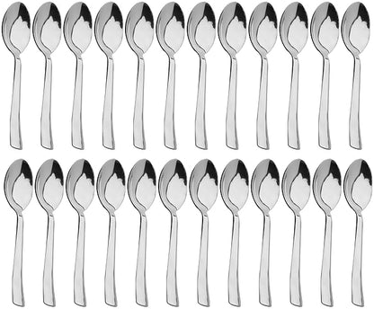 Parage 24 Pieces Stainless Steel Spoons Set, Dinner Spoon Length 16cm, Food Grade Silverware for Home & Kitchen