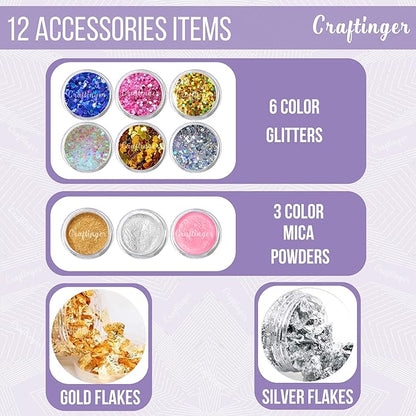 Craftinger Diy Resin Coaster Kit With 200gm Epoxy Resin Moulds and More | Multicolor
